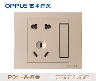 欧普照明opple艺术开关86型P01系列-P011096A-J2-一开双+五孔-香槟金