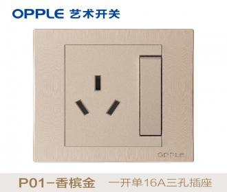 欧普照明opple艺术开关86型P01系列-P011692A-J2-一开单+16A三孔-香槟金
